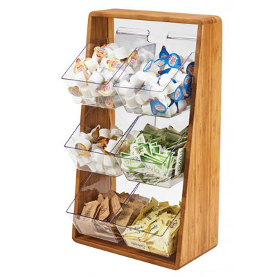 Bamboo Condiment Holder with Removable Plastic Compartments