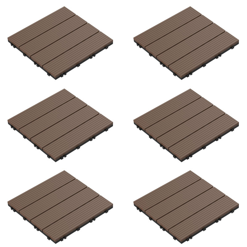 30.5cm x 30.5cm Wood Plastic Composite Tile, Brown