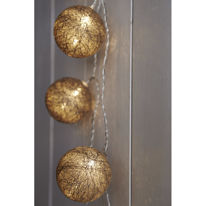 2.3cm LED Battery Powered 10 - Bulb Paper Lantern String Light, Natural Jute