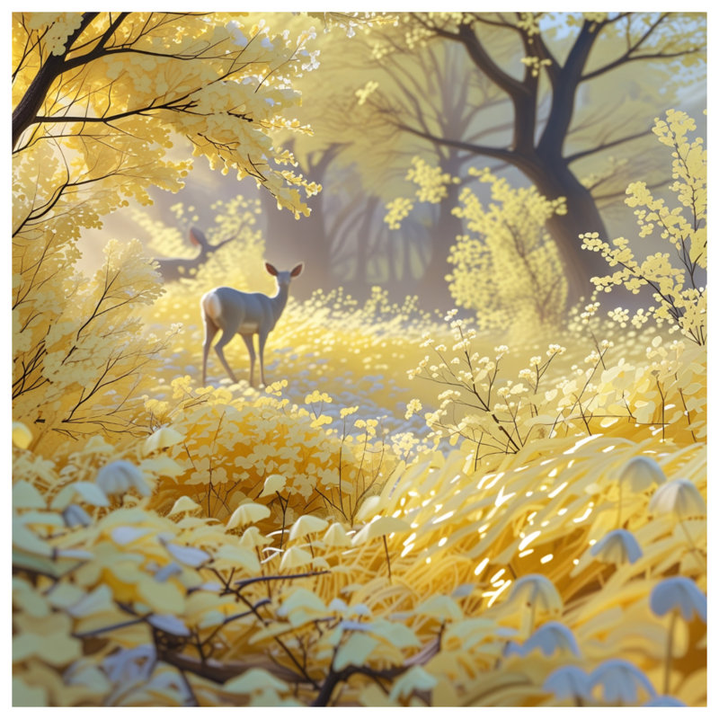 Housses de couette Yellow Forest Deer, Lit simple