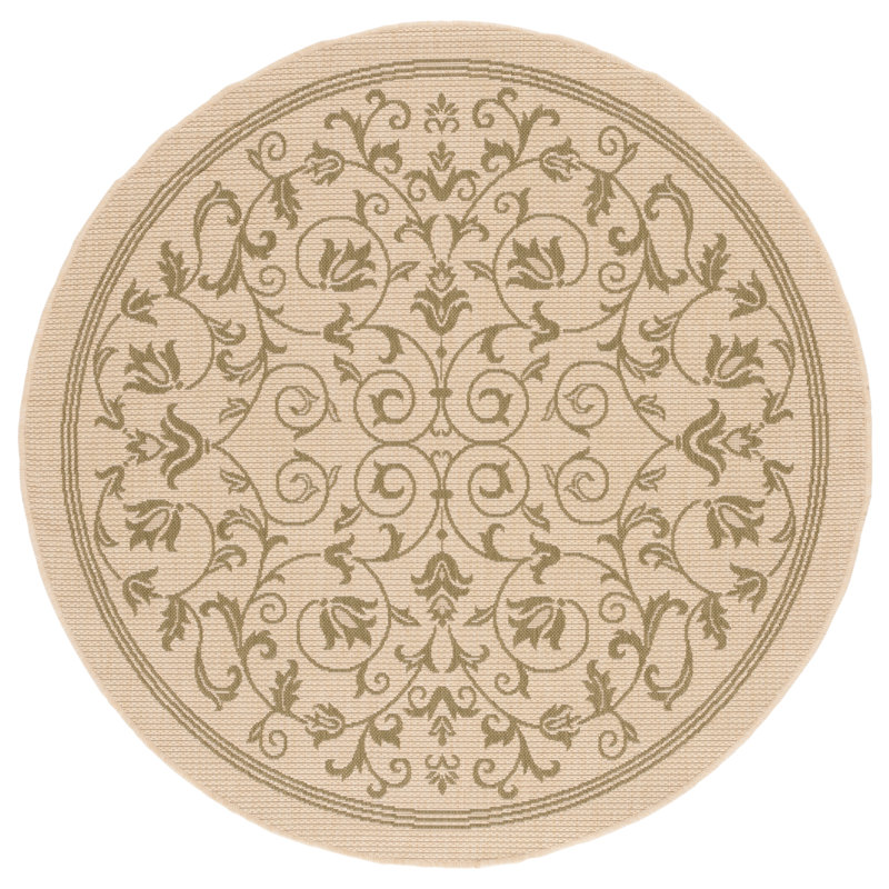 Galena Performance Floral Indoor/Outdoor Area Rug, Round 5'3"
