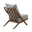 Élégant fauteuil d'appoint en chenille grise avec coussin en mousse et structure en bois d'hévéa brun-1707137750