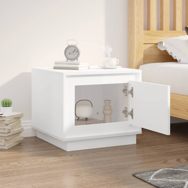 Nikolov Side Table with Storage, White