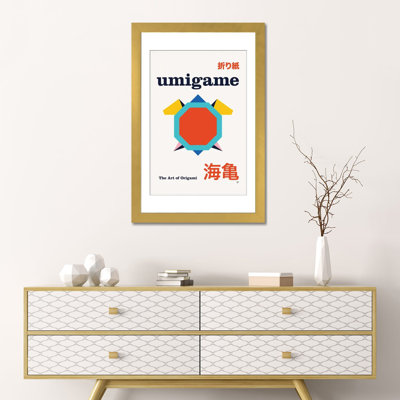Umigame Origami géométrique, affiche, reproduction d'art murale, papier d'art encadré