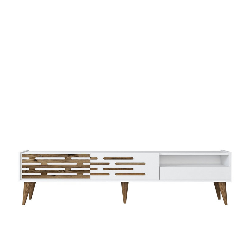 Keikei Unfinished TV Stand, Cream/Brown