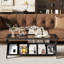 Table basse rectangulaire avec plateau en verre et tablette de rangement-1579838996