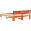 Bed Frame With Headboard Wax Brown Solid Pine Wood-1938907506