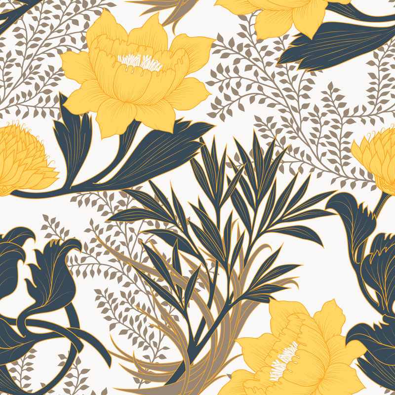 Rouleau de papier peint adhésif Pittston Flowers, L 16,67 po x l 25 po