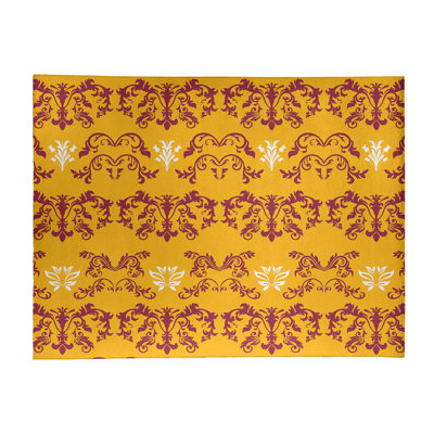 Tapis damassé jaune / rouge