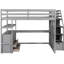 Lit mezzanine double avec bureau élégant, tablettes et tablettes grises de qualité-2039631288-2039631270