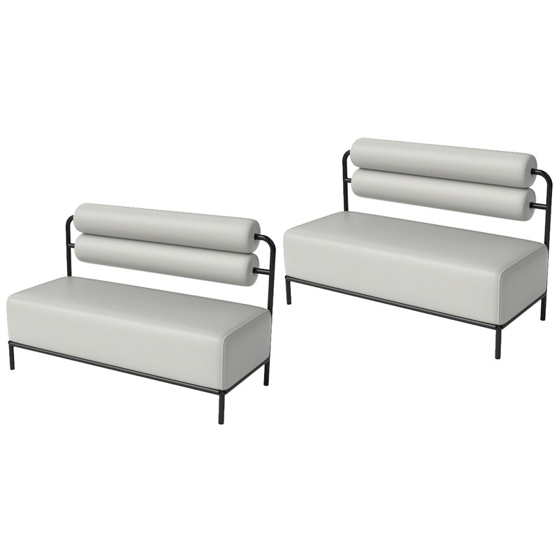 Ensemble de 2 bancs de rangement blancs rembourrés