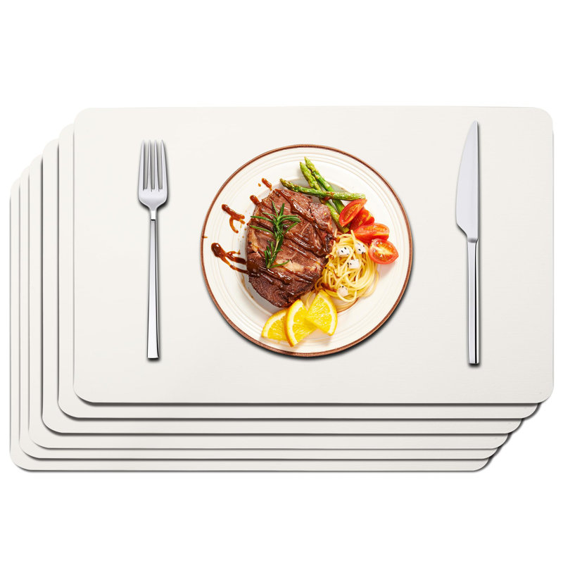 Ensemble de 6 napperons rectangulaires L 17 po x l 12 po, Ivoire blanc