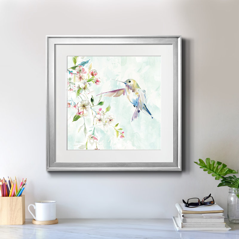 Hummingbird IV - Single Picture Frame Painting, Silver Framed, 20" H x 20" W x 1" D