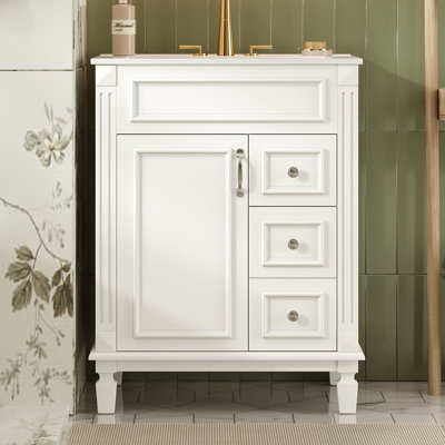 Petit meuble-lavabo de salle de bain avec lavabo en céramique 24 po