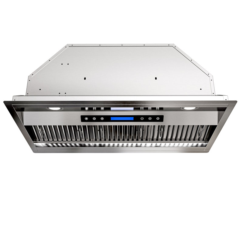 Hotte encastrable convertible 42 pouces 800 CFM à 4 vitesses en acier inoxydable avec télécommande et panneau tactile avec lumières DEL