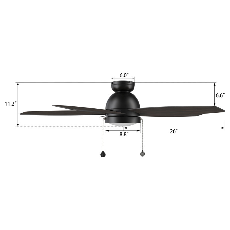 Durell 52'' Ceiling Fan with LED Lights, Dark Walnut