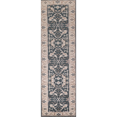 Handmade Green Oushak Indian Runner Rug 2x12