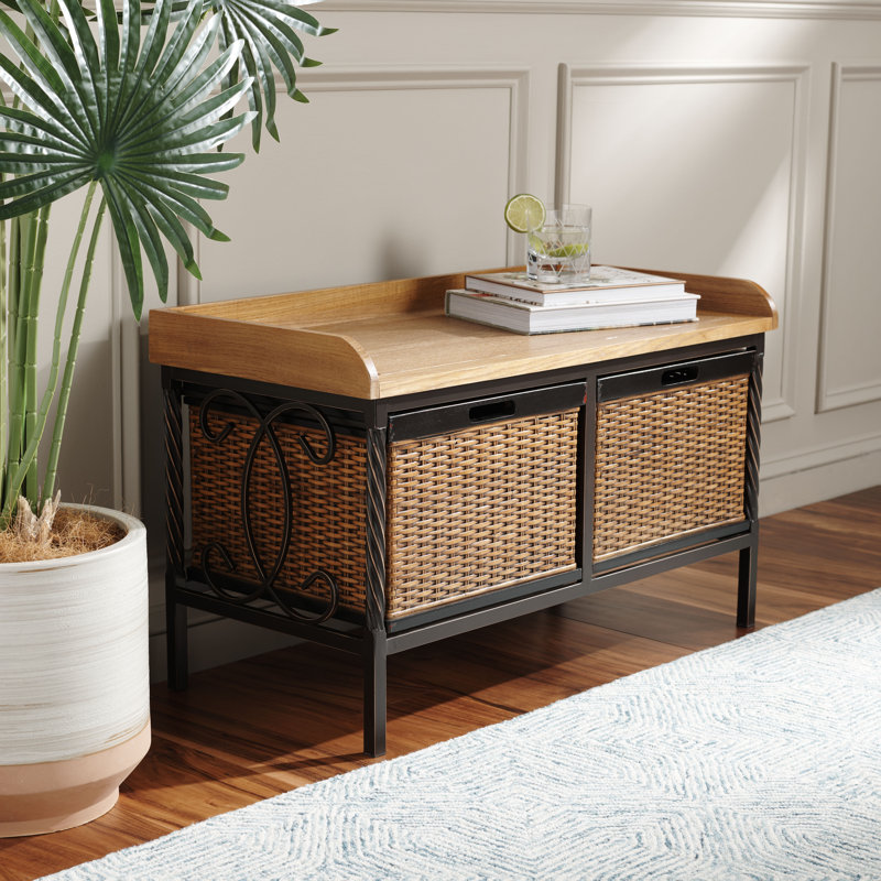 Miyu Drawer Storage Bench, Oak