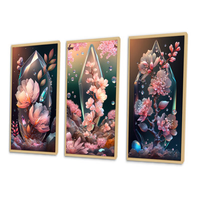«Cherry Blossums», 3 pièces sur toile