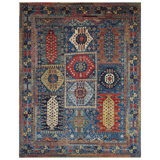 Hand Knotted Wool Oriental Area Rug in Black/Red/Yellow/Blue
