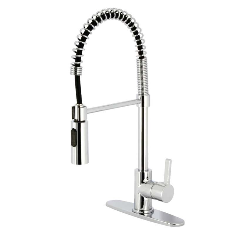 Kingston Brass Continental Single-Handle 1-Hole Deck Mount Pre-Rinse Kitchen Faucet, Polished Chrome