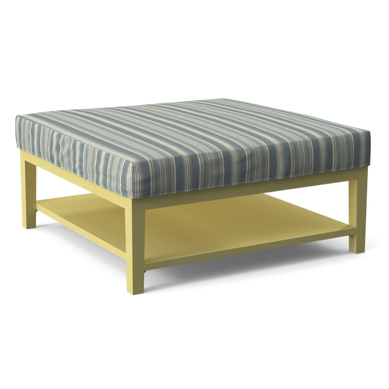 Hammond Square Ottoman, Green and Blue Stripe; 0252-54, Celery Finish