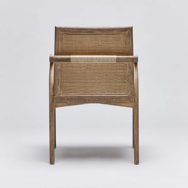 Delray Leather Arm Chair, White Ceruse