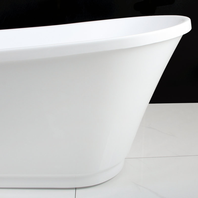 FerdY Langkawi 69" x  30" Freestanding Soaking Acrylic Bathtub with Brushed Nickel Drain
