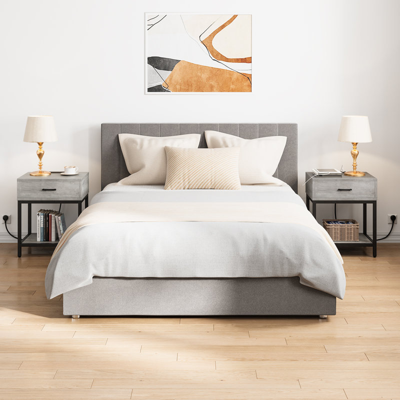 Achaius End Table with Storage, Gray
