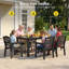 Table de jardin rectangulaire en PEHD avec trou pour parasol, noire.-831785053