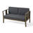 Junco Solid Wood Teak Outdoor Loveseat With Cushion And Arms-8681603-8681612