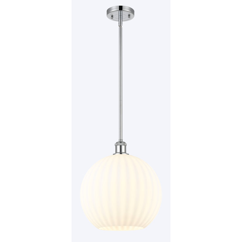 Luminaire suspendu 1 lumière Sabanc, H 13,5 po x l 12 po x P 12 po, Chrome poli