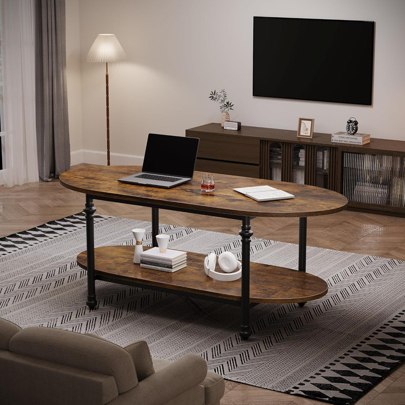 Table basse ovale unique de 47,2 po, Brun