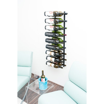 Indurial 18-Bottle Magnum & Champagne Wall-Mounted Wine Rack in Matte Black – 45" Tall