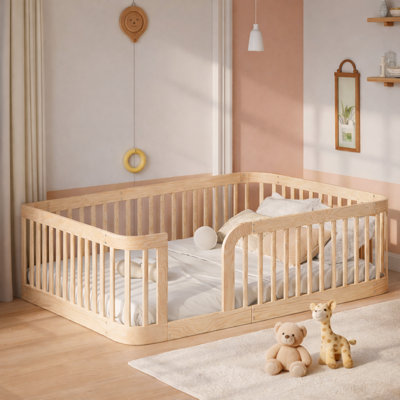 Wood Floor Bed With Guardrail