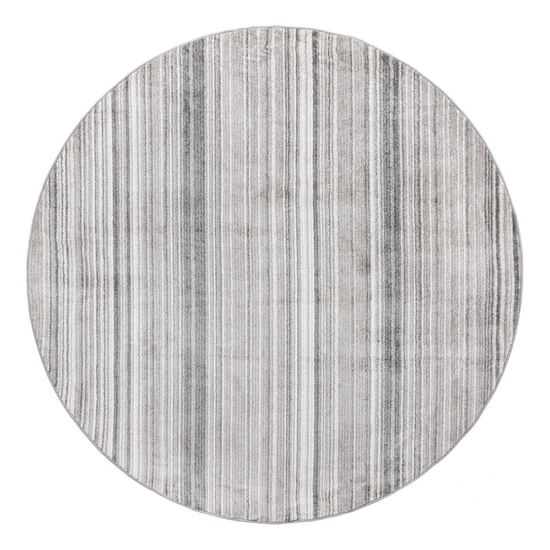 Osteen Striped Area Rug, Round 3'3", Gray