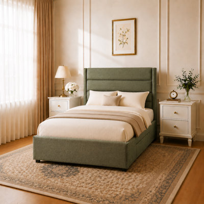 Brezzy Upholstered Storage Bed with Wingback