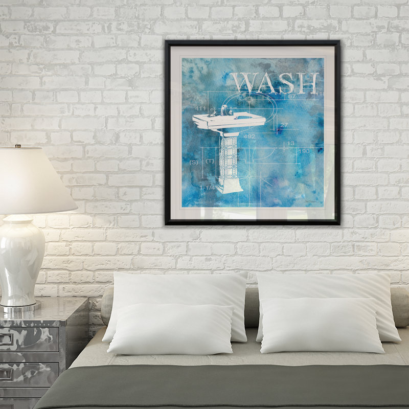 Bath plans II - reproduction de cadre photo, H 30,5 po x l 30,5 po x P 1,5 po
