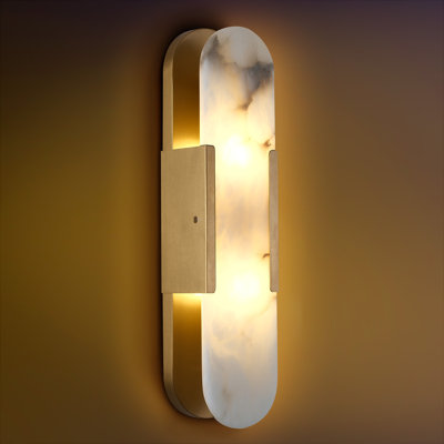 Ephraim 20" Height Dimmable Modern Flush Mounted Sconce Wall Light With Alabaster Shade