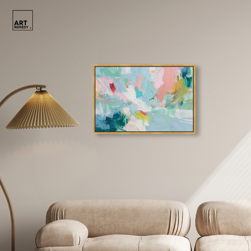 «Spring Mosaic II», reproduction d'art acrylique encadrée par Art Remedy, cadre argenté, 30 x 20, H 21 po x l 31 po