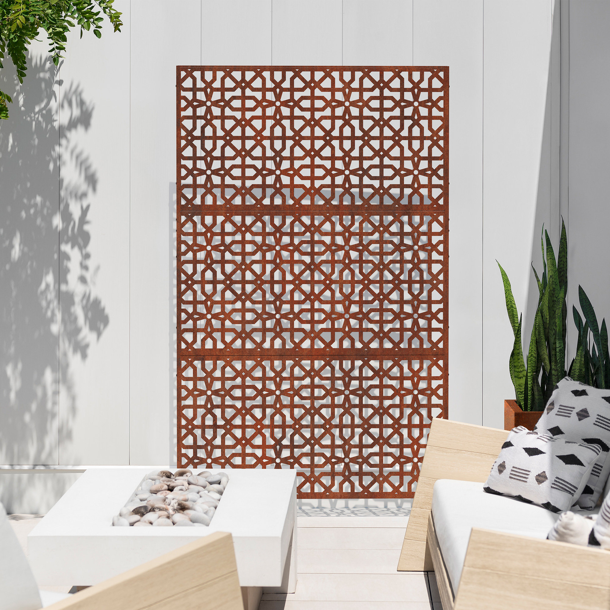 Screen Series Metal Privacy Screen, Brown