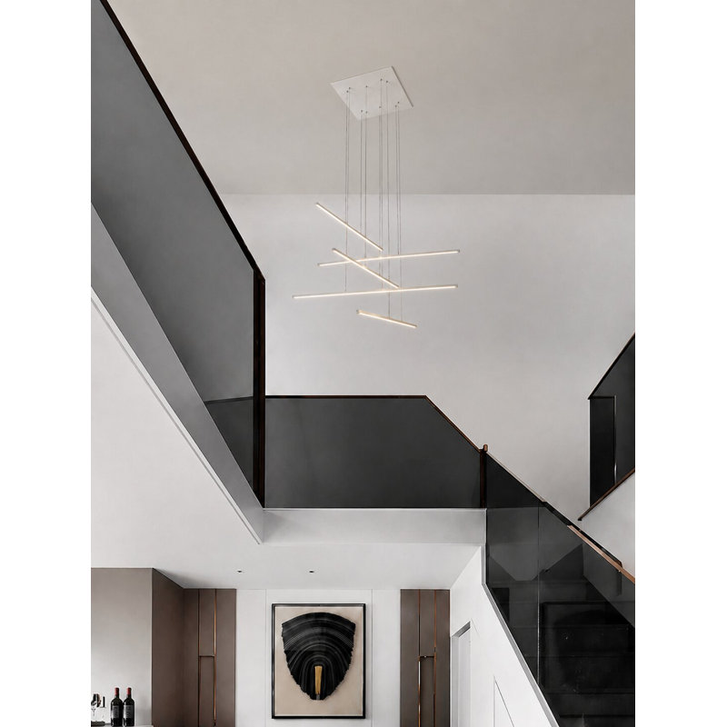 Luminaire suspendu moderne à DEL 5 lumières, Blanc mat
