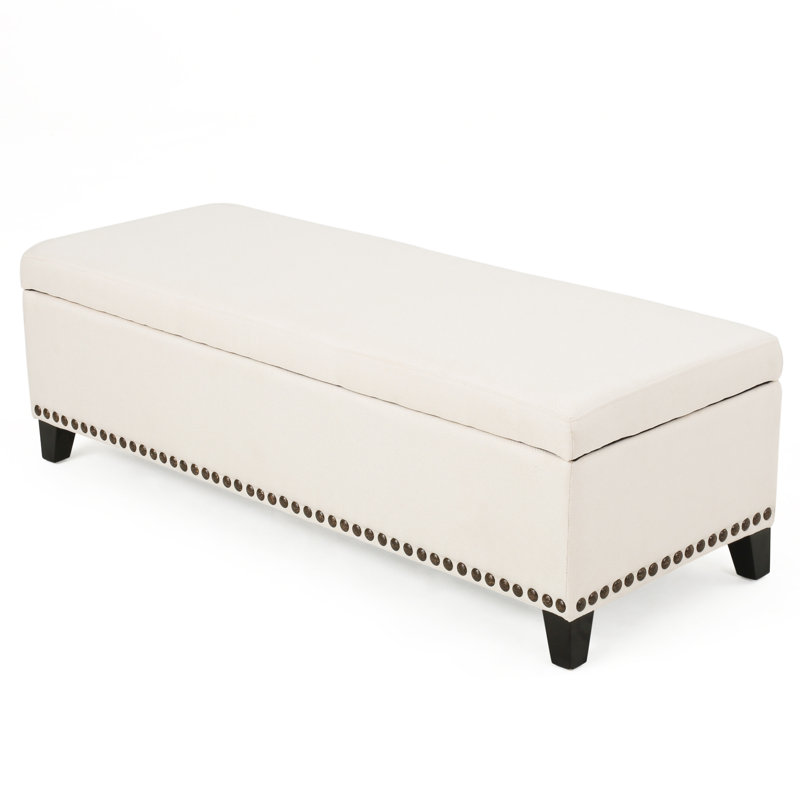 Brookland Polyester Blend Upholstered Storage Bench, Beige