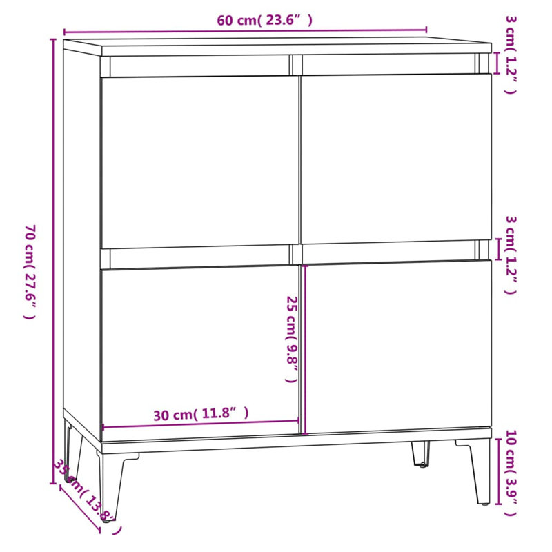 Lashaunta 60cm Sideboard, Sonoma Oak