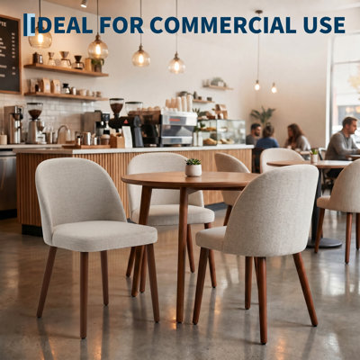 Ergonomic Padded Dining Chair, Fabric Kitchen Chair with Wooden Legs