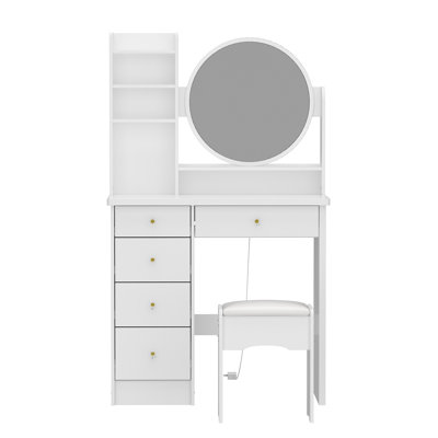 Litzy 53.1'' Vanity with Stool and Mirror