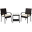 Ensemble de meubles de patio 3 pièces, table en rotin PE avec chaises empilables