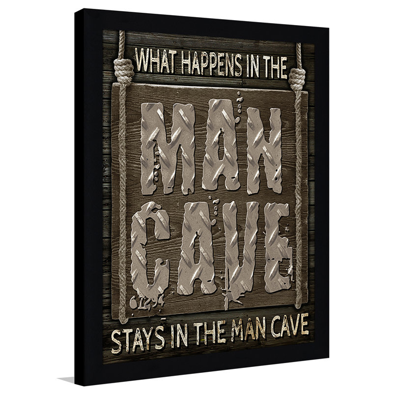 « man cave rules iii », art textuel encadré, H 37,5 po x l 25,5 po x P 1 po