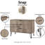 Commode 3 tiroirs cannelée 35 pouces, commode en bois gris rustique | Idée de cadeau-526947599