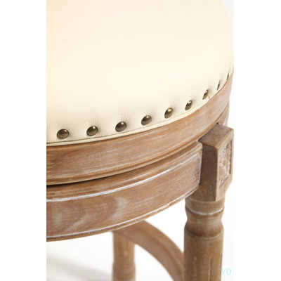 Tabourets de bar en cuir de vache avec dessus en bois, chaise de bar pivotante à 360 degrés avec dossier haut, tabourets de bar à hauteur de comptoir pour la cuisine, la salle à manger et le bar (1pc)